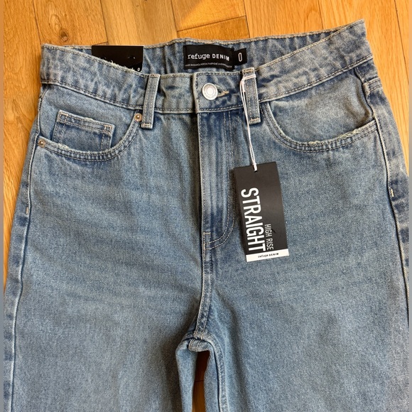 Straight Leg Jeans with High Waist In a Medium Blue Vintage Wash - Size 0- NEW - Picture 6 of 10